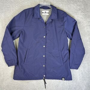 American Giant Jacket Womens Large Blue Snap Button Fleece Lined Windbreaker‎